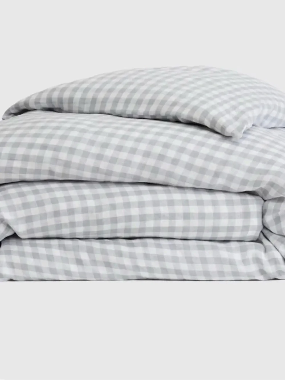 Gingham Blue Fog European Linen King/Cal King Duvet Cover - Retail $214